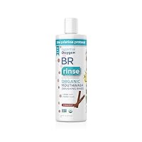 BR Certified Organic Brushing Rinse, All Natural Mouthwash for Whiter Teeth, White, Cinnamint, 16 Ounce (Pack of 1)