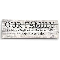 Inkdotpot Stretched Canvas Quotes Wall Art Decor, Our Family Is A Circle Of Strength; Founded On Faith, Joined In Love Kept By God, Together Forever Wall Decor- 8 x 24 Rustic Wall Art Sign