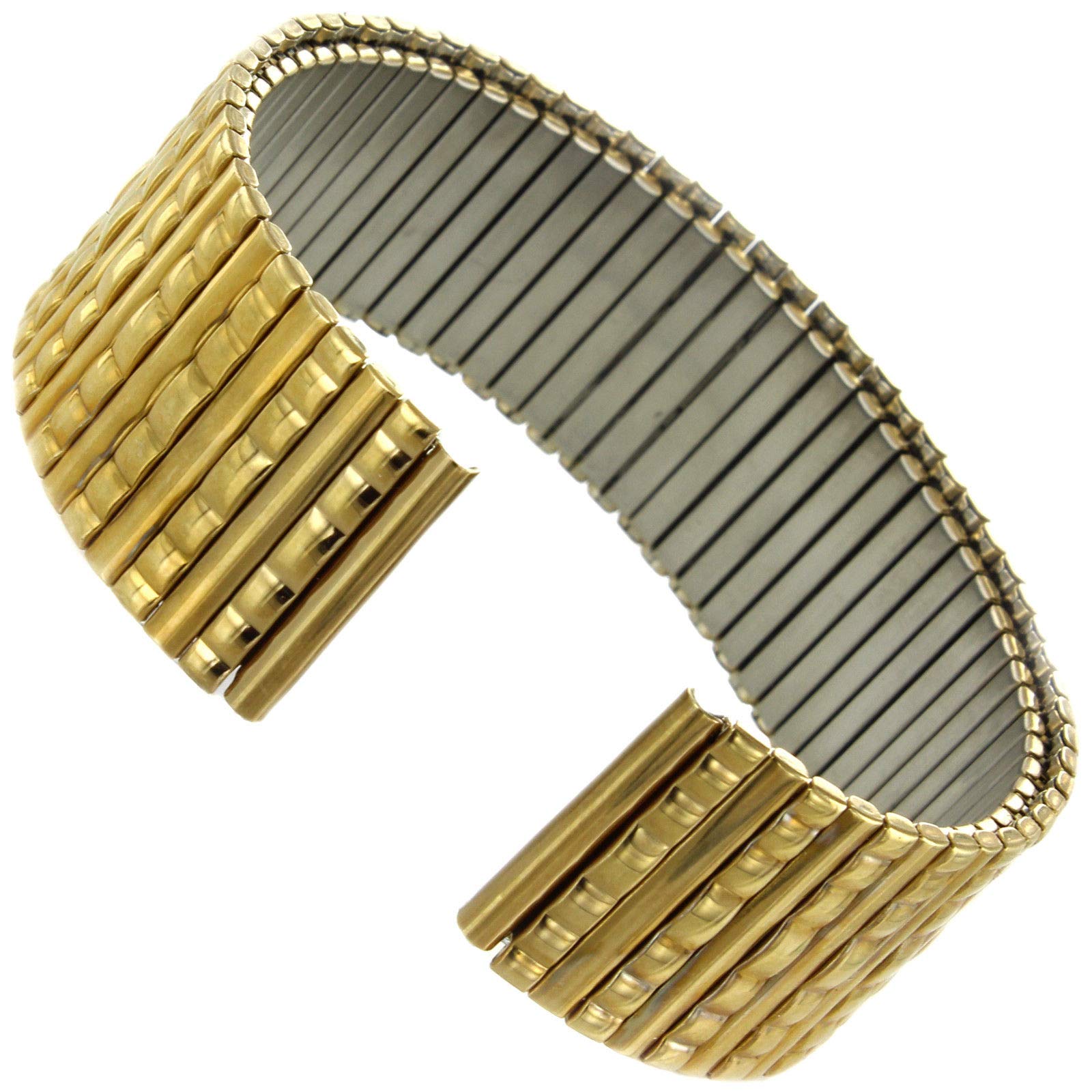 20mm Hirsch Gold Patterned Stainless Steel Mens Expansion Watch Band 513