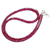 JEWELZ 18 inch Long rondelle Shape Faceted Cut Natural Ruby 3-6 mm Beads Necklace with 925 Sterling Silver Clasp for Women, Girls Unisex