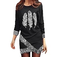 Short Black Dress,Womens Letter Printing Long Sleeve Lace Backless Tops Shirt Womens Pullover Dresses