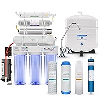 Max Water 9 Stage 50 GPD (Gallon Per Day) RO (Reverse Osmosis) Water Filtration System - Sediment + GAC + CTO + RO + U-.V + 3 in 1 Alkaline + Inline Post Carbon - with Faucet + Tank + Booster Pump