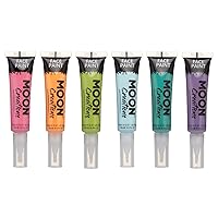 Face & Body Paint with Brush Applicator by Moon Creations - 0.50fl oz - Brights Colours Set of 6