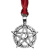 Pewter Pentagram Crescent Moon Pagan Pentacle Christmas Ornament and Holiday Decoration