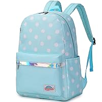 mygreen Polka Dot Prints Lightweight Primary School Student Satchel Backpack For Girls Boys Preppy Schoolbag Water Blue