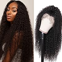 13X4 Jerry Curly Human Hair Wigs 24Inch Lace Front Wigs Human Hair Brazilian 150% Curly Wigs with Pre Plucked Hairline Wigs for Black Women(40, Jerry curly wig)