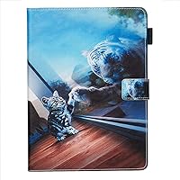 Flip Case for Samsung Galaxy Tab A 10.5 2018 T590/T595,Cat Tiger Butterfly Animals Floral Pattern Pu Leather Case Auto Sleep/Wake Cover Magnetic Clasp
