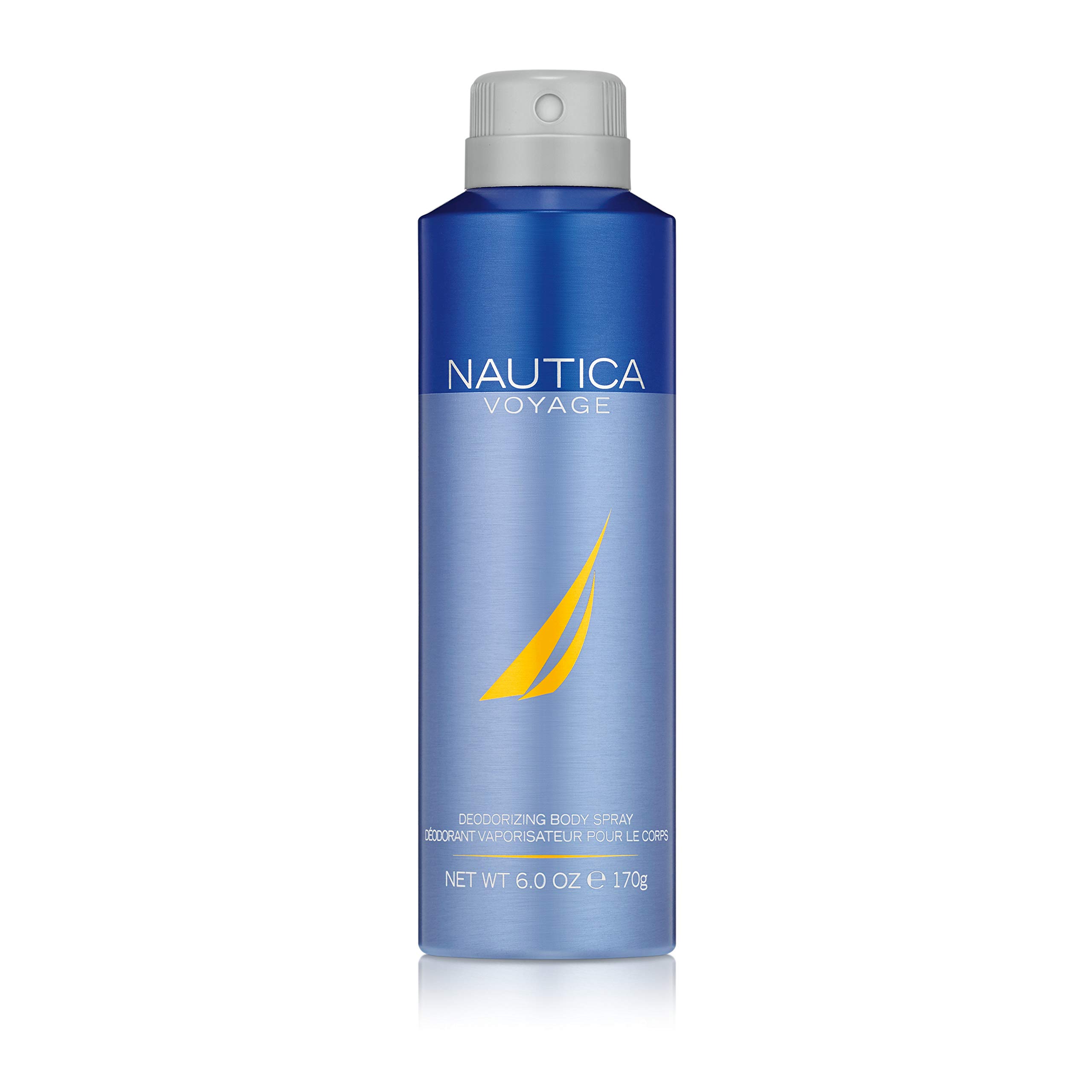 Nautica Voyage Deodorizing Body Spray for Men - Fresh, Romantic, Fruity Scent - Woody & Blue Deodorizing Body Spray - Iconic, Vegan Formula, Deodorant Spray, Refreshing Bergamot