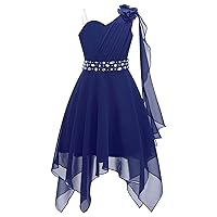 CHICTRY Girls One Shoulder 3D Applique Chiffon Dress Prom Party Wedding Flower Girls High Low Dress