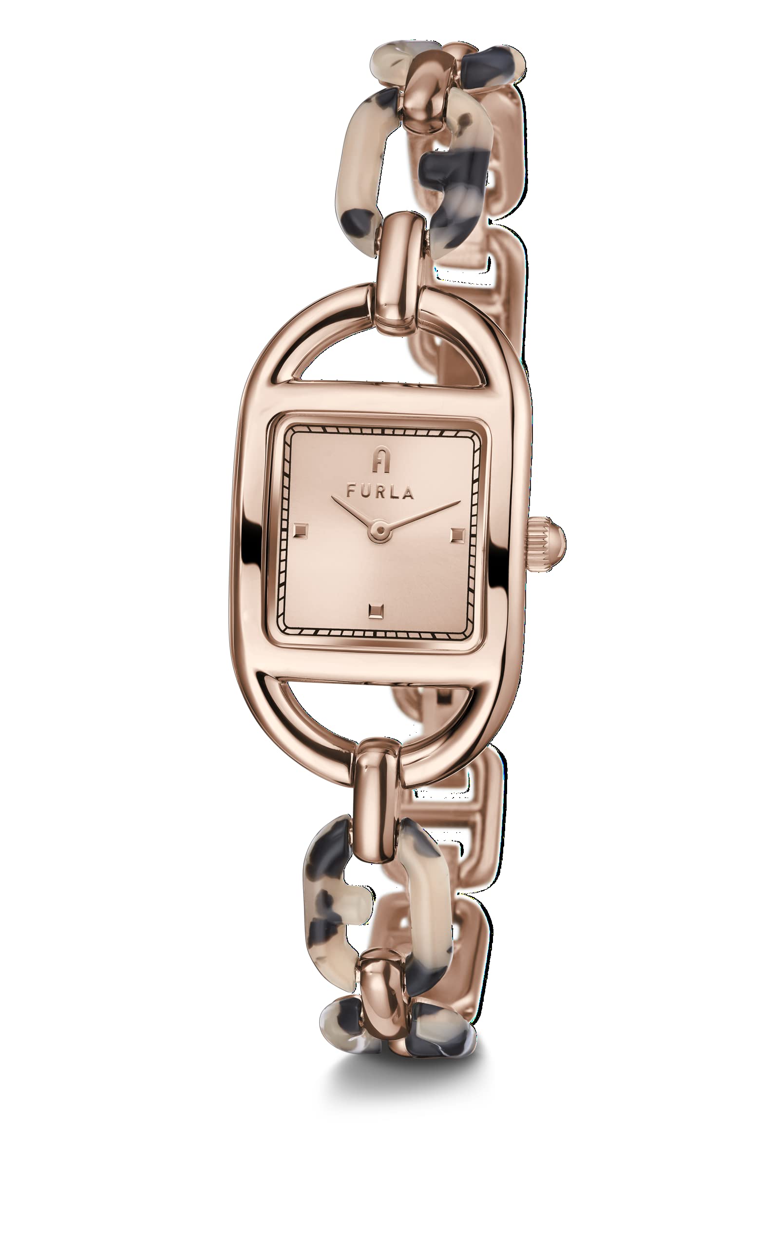 Furla Women's Stainless Steel Rose Gold Tone & Black & Pink Acetate Bracelet Watch (Model: WW00026003L3)
