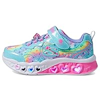 Skechers Kids Girls Flutter Heart Lights-Groovy Sneaker, Turquoise/Hot Pink, 3 Little Kid
