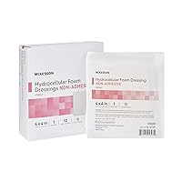 McKesson Hydrocellular Foam Dressings, Sterile, Non-Adhesive, Pad 4 in x 4 in, 10 Count, 1 Pack