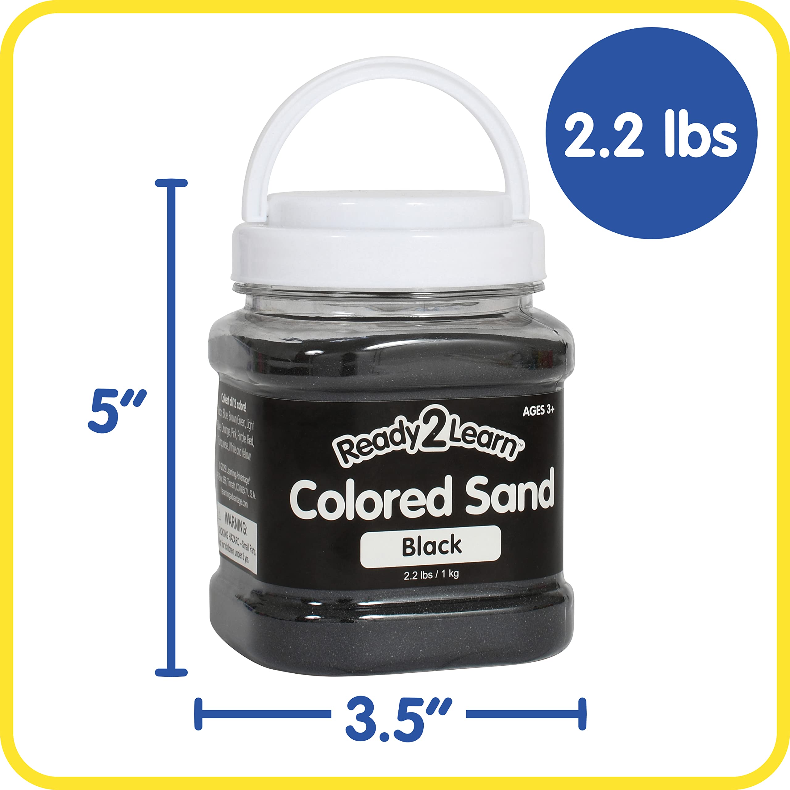READY 2 LEARN Colored Sand - Black - 2.2 lbs - Play Sand for Kids - Perfect for Wedding Unity Ceremonies, Crafts, Sensory Bins and Vase Filler