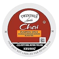 Twinings Pumpkin Spice Chai Flavoured Black Tea K-Cup Pods for Keurig, Warm, Spicy & Aromatic, Unsweetened, Caffeinated, 24 Count (Pack of 1), Enjoy Hot or Iced
