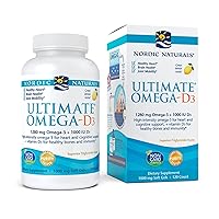 Nordic Naturals Ultimate Omega-D3, Lemon Flavor - 1280 mg Omega-3 + 1000 IU Vitamin D3-120 Soft Gels - Omega-3 Fish Oil - EPA & DHA - Promotes Brain, Heart, Joint, & Immune Health - 60 Servings