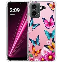 Case for Motorola Moto G 5G 2024,Colorful Butterfly Flowers Pink Drop Protection Shockproof Case TPU Full Body Protective Scratch-Resistant Cover for Motorola Moto G 5G 2024/Moto G 5G 3rd Gen