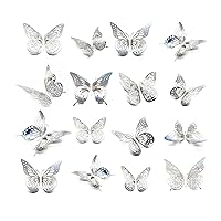 3D Butterfly Wall Decor 48 Pcs 4 Styles 3 Sizes, for Birthday Decorations Party Decorations, Removable Wall Stickers Interior Decoracions Kids Nursery Classroom Wedding Decor (Laser)