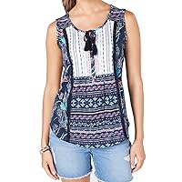 Style & Co. Womens Petites Printed Embroidered Tank Top