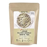 FullChea - White Tea Loose Leaf - Yunnan Silver Needle White Tea - Caffeine Level Low - Bai Hao Yin Zhen - Refreshing Woody Fragrance - Digestion Support - 2.5oz/71g