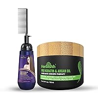 Argan Hair Mask-Deep Conditioning & Hydration For Healthier Looking Hair 150Gm + Instant Hair Straightener Cream with Applicator Comb Brush
