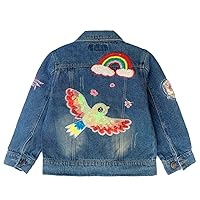 Peacolate 2-11Y Little&Big Girls Sequin Outerwear Embroidery Denim Jacket