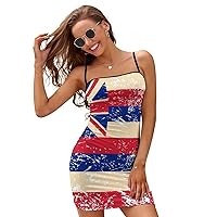 Hawaii State Flag Women's Spaghetti Strap Dress Adjustable Slip Dresses Sexy Mini Dress Backless Bodycon Dress