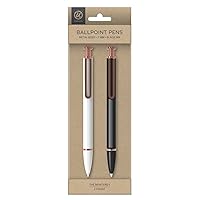 U Brands Monterey Ballpoint Pens, Set of 2, Black and White With Gold Details, Bold (1.0 mm) Point, Black Ink