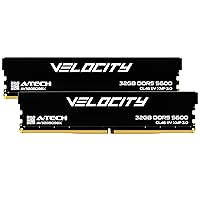A-Tech Velocity RAM 64GB (2x32GB) DDR5 5600MHz (PC5-44800) XMP 3.0 UDIMM 1.1V Non-ECC DIMM 288-Pin Desktop Computer Gaming Memory - AV2K32G5D56X