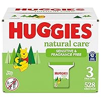 Natural Care Sensitive Baby Wipes, Unscented, Hypoallergenic, 99% Purified Water, 3 Refill Packs (528 Wipes Total)