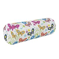 Colored Safari Butterflies Rustic Flowers Outdoor Bolster Pillow Cervical Neck Roll Pillow Cylinder Round Pillow Insert Cylinder Pillow