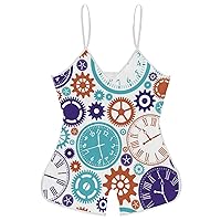 Color Clocks Funny Slip Jumpsuits One Piece Romper for Women Sleeveless with Adjustable Strap Sexy Shorts