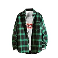 Men's Halloween Button Up Long Sleeve Shirt Plaid Print Shirt Flannel Long Sleeve Casual Shirts,JH631