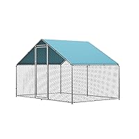 LOVMOR Large Chicken Coop Metal Chicken Run for 6 Chickens,Dog Kennel Quail Cage Duck House with Waterproof and Anti-UV Cover Lockable Door Design(9.8'Lx6.6'Wx6.4'H)