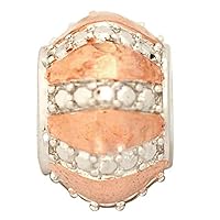 Rose Gold Plated Sterling Silver Diamond Charm Bead (0.003cttw, G-H Color, SI1-SI2 Clarity)