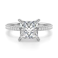 Siyaa Gems 2.50 CT Princess Cut Colorless Moissanite Engagement Ring Wedding Birdal Ring Diamond Ring Anniversary Solitaire Halo Accented Promise Vintage Antique Gold Silver Ring Gift