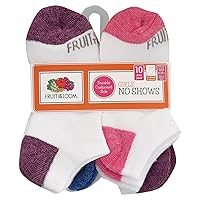 Fruit of the Loom Girls Cushioned No Show Socks 10 Pair