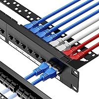 CableGeeker Patch Panel 24 Port, Cat6 Patch Panel with RJ45 Pass-Thru Inline Keystone 10G Support, 1U Network Patch Panel UTP 19-Inch with Removable Back Bar, Compatible with Cat6, Cat5e, Cat5 Cabling