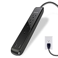 Philips 4 Outlet Power Strip Surge Protector with 2 USB Ports, 4 Ft Power Cord, Designer Braided Extension Cord, Flat Plug Extension Cord, Perfect for Office or Home Décor, 720 Joules, 2.4A USB, SPC62