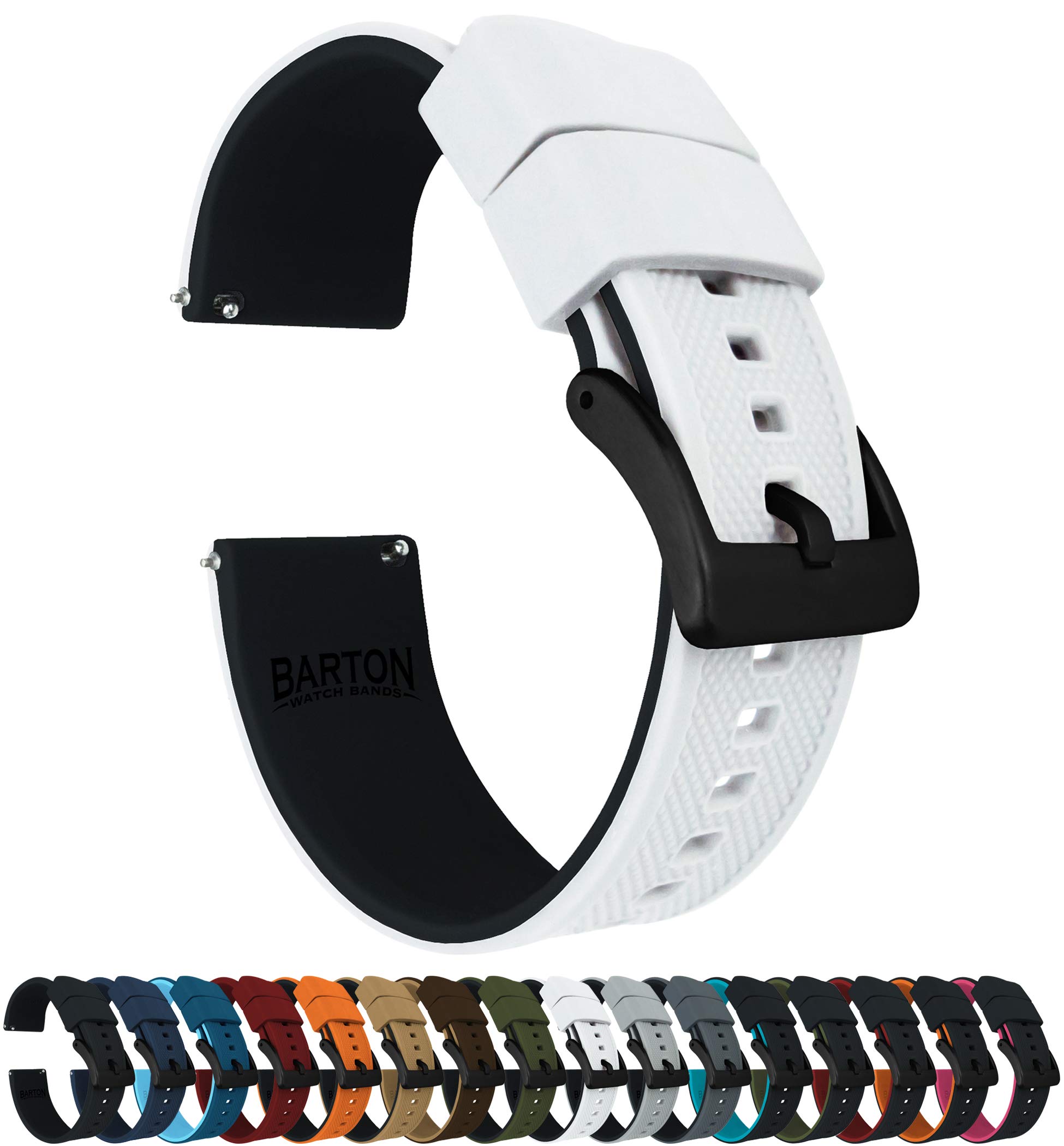 BARTON Elite Silicone Watch Bands - Quick Release - Choose Strap Color & Buckle Color (Stainless Steel, Black PVD or Gunmetal Grey) - 18mm, 20mm, 22mm & 24mm Watch Straps