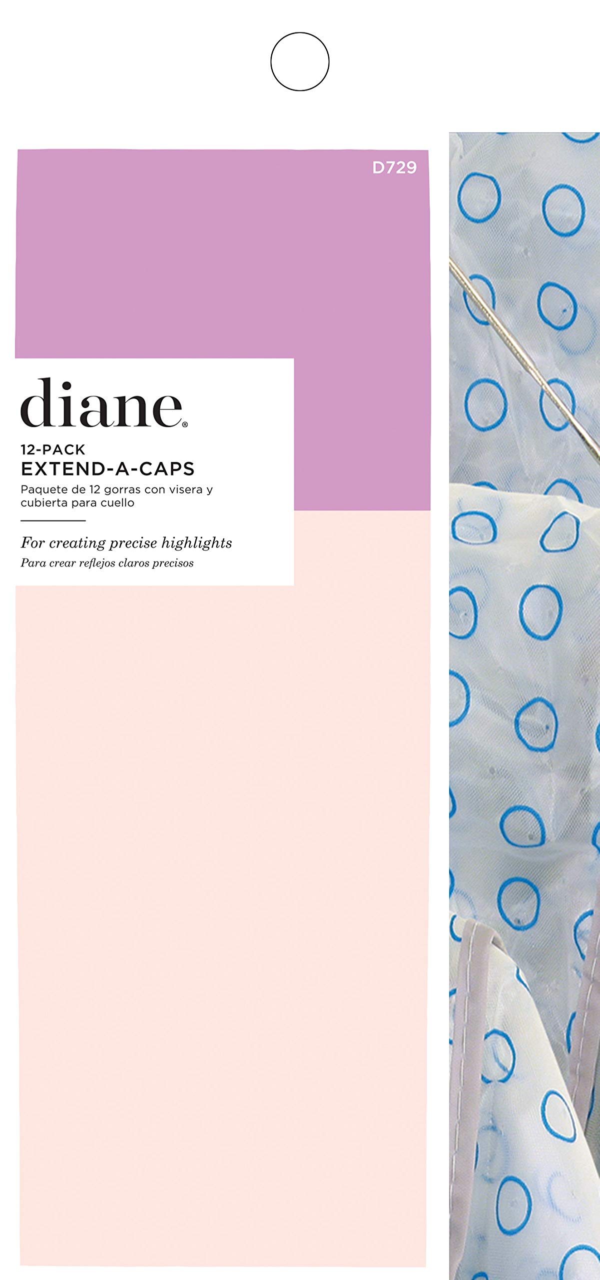 Diane Extend-A-Cap Salon Hair Caps with Metal Hook for Highlights Clear Extra Large D729, 12 Count (Pack of 1)