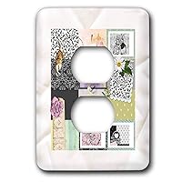 3dRose Beverly Turner Easter Design - Collage of Bunnies, Flowers, Butterfly, Heart, Damask, Dots, and Star - 2 plug outlet cover (lsp_308919_6)