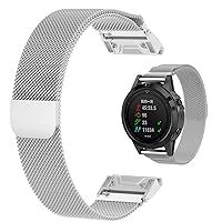 AEMALL Magnetic Strap for Garmin Phoenix 7x 3 Hr 5x 6x 6 Pro 5 Plus Metal Milanese Watch Band 20/26/26 mm for Forerunner 935 945 Fast Pins