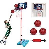 Basketball Hoop for Kids Ages 4-8 Outdoor Toys for Boys 4-6 - Adjustable Height, 3 Balls Included Kids Basketball Hoop Outdoor - Backyard Room Toy Gift