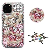STENES Sparkle Phone Case Compatible with Nokia C300 Case - Stylish - 3D Handmade Bling Sweet Heart Rhinestone Crystal Diamond Design Cover Case - White&Red