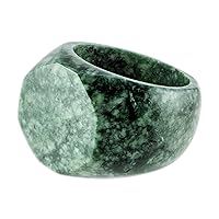 NOVICA Artisan Handmade Jade Signet Ring Style Green Guatemalan Stone Gemstone 'Indomitable'