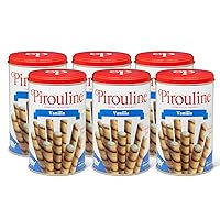 Pirouline – Vanilla Rolled Wafers – Rolled Wafer Sticks, Crème Filled Wafers, Rolled Cookies for Coffee, Tea, Ice Cream, Snacks, Parties, Gifts, and More – 14.1oz Tin 6 Pack