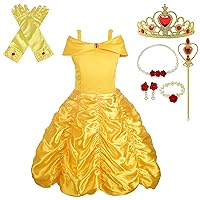 Dressy Daisy Girls' Princess Yellow Gold Ball Gown Birthday Party Fancy Dress Up Halloween Costume Size 3T-12