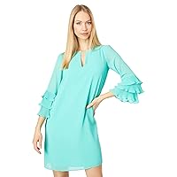 Vince Camuto Women's Chiffon Float Dress with Pleated Sleeve