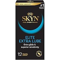 Elite Extra Lube – Ultra-Thin, Lubricated Latex-Free Condoms – Ultra-Silky Lubrication for Maximum Comfort​, 12 Count (Pack of 1)(Packaging May Vary)