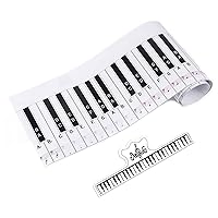 88 Key Keyboard Piano Finger Simulation Practice Guide Teaching Aid Note Chart with 1 Music Book Clip, Portable Waterproof Electronic Piano Exercise Cardboard for Beginner Student